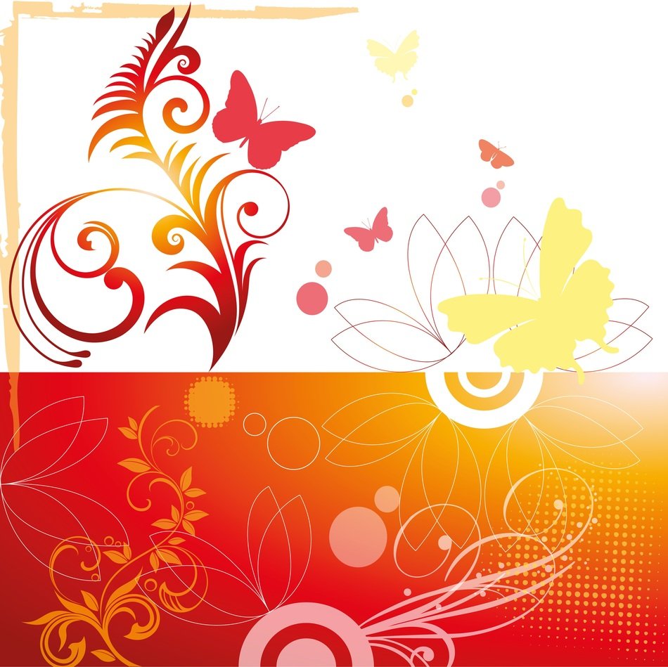 drawings of spring on a white and red background