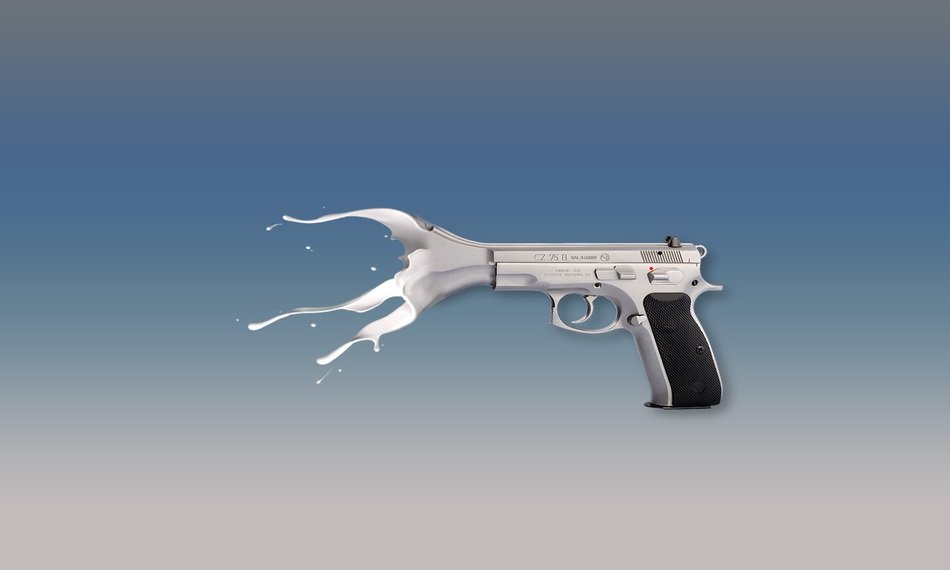 fluid pistol painted in photoshop