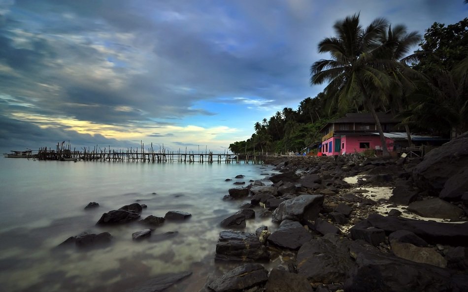 sunset over the island of Pulau Sibu