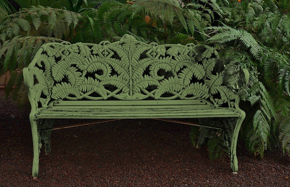 Park bench with patterns