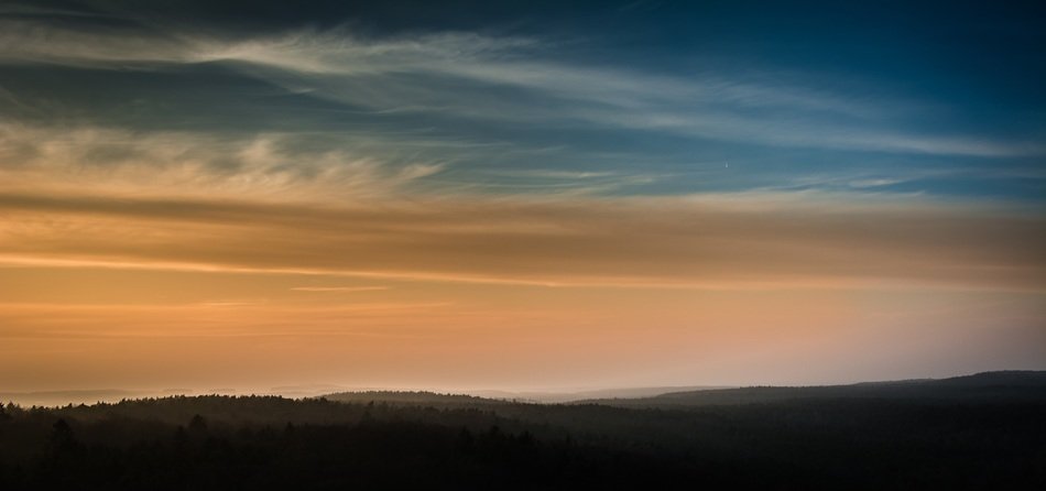 Landscape of the mountains at the sunset time