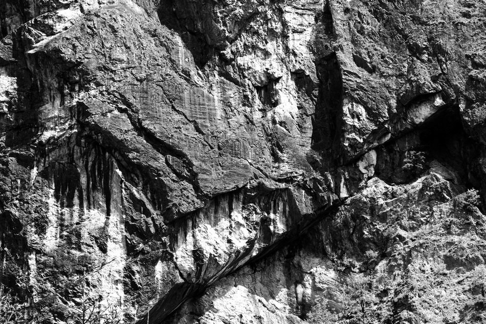 natural stone wall in black and white background