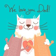 Sweet card for Fathers Day with cats N4