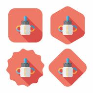 Baby bottle flat icon with long shadow EPS 10 N108
