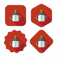 Baby bottle flat icon with long shadow EPS 10 N109