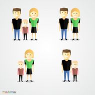 Family colorful cartoot icon set