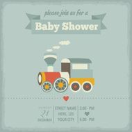 baby shower invitation in retro style N30