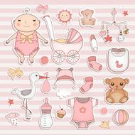 Baby girl shower Cute paper labels