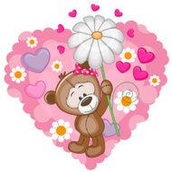 Teddy Bear with hearts and flower