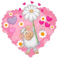 Sheep with hearts and flower