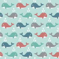 vector seamless pattern with whales N2