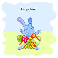 Postcard with Easter Bunny and eggs