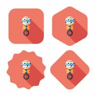 baby Rattle flat icon with long shadow eps10 N247