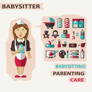Profession of people Flat infographic Babysitter N2