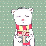 Concept birthday card with cute funny bear