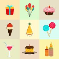 Birthday celebration icons