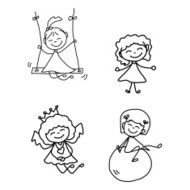 hand drawing abstract cartoon happy kids N16