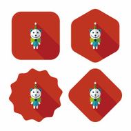 birthday teddy bear flat icon with long shadow eps10 N52