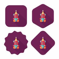 birthday teddy bear flat icon with long shadow eps10 N53
