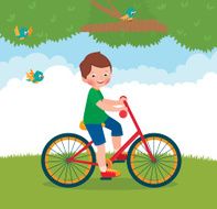 Boy rides a bike