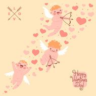 Valentines Day romantic background with cute angels