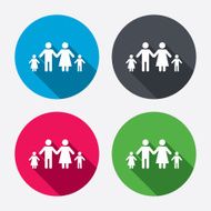 Complete family with two children sign icon N8