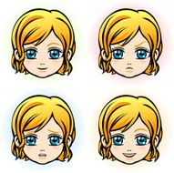 Little Girl in Four Facial Expression