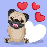 Pug Dog with hearts N3