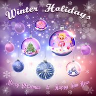 Crystal glass balls set with christmas gifts N2