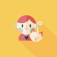 Pet cat and boy friendship flat icon eps10 N11
