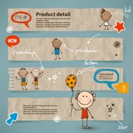 Hand-drawn children and speech bubbles set N3