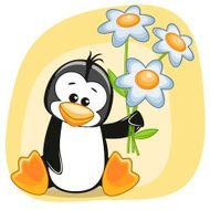 Penguin with flowers N2