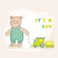 Baby Shower or Arrival Card - with Bear N9