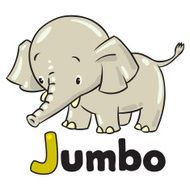 Little funny elephant or jumbo Alphabet J N2