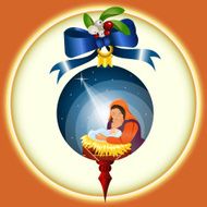 Vector illustration - Nativity Christmas Ornament with baby Jesus