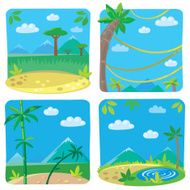 Set of four funny simple nature background