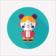 Chinese New Year girl flat icon with long shadow eps10 N137