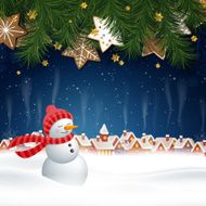 Vector Christmas Design with Snowman N7