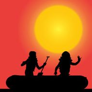 Vector silhouette of children N299
