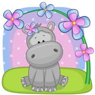 Hippo with flowers N4