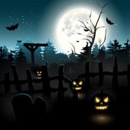 Scary graveyard and pumpkins