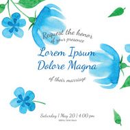 Invitation bridal shower card with blue flower vector template