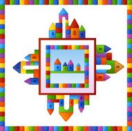 Childish seamless pattern with colorful building kit N4