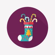 Christmas stocking flat icon with long shadow eps10 N59