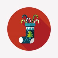 Christmas stocking flat icon with long shadow eps10 N60