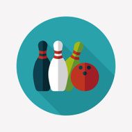 Bowling game flat icon with long shadow N9