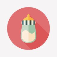 Baby bottle flat icon with long shadow EPS 10 N111
