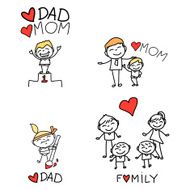 hand drawing cartoon happy family N2