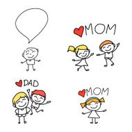 hand drawing cartoon happy family N3