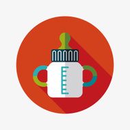 Baby bottle flat icon with long shadow EPS 10 N112